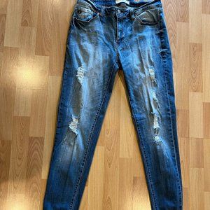 KanCan Skinny Jeans Distressed Fringe Bottom Size 15/31